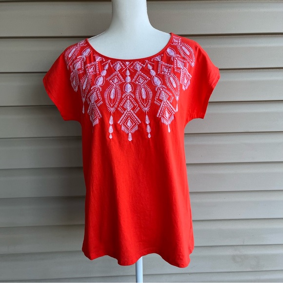 Jones New York Tops - •Jones New York Sport• Orange Embroidered Pullover Top - Size Large